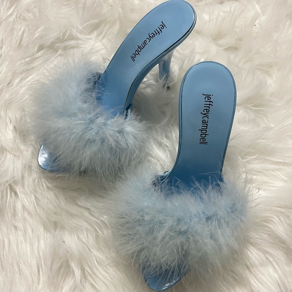 Jeffrey Campbell Light-blue Feather Mules size 6.5 - Picture 2 of 4